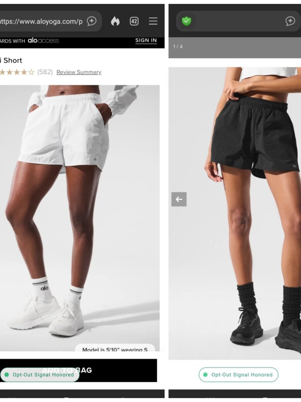 EUC ALO Alumni Shorts - Two pair - both size small - Black and White